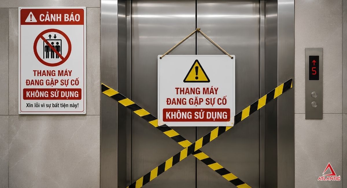 Hình ảnh minh hoạ không sử dụng thang máy khi có biến cảnh báo thang máy gặp sự cố