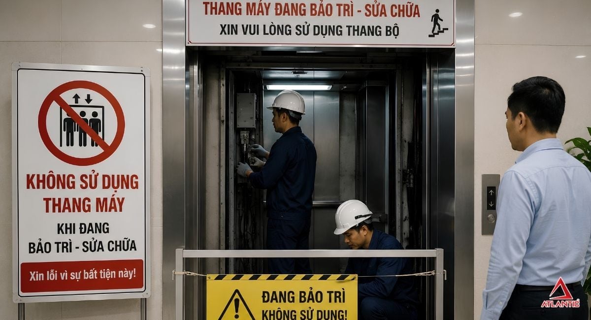Hình ảnh minh hoạ không sử dụng thang máy khi đang bảo trì - sửa chữa