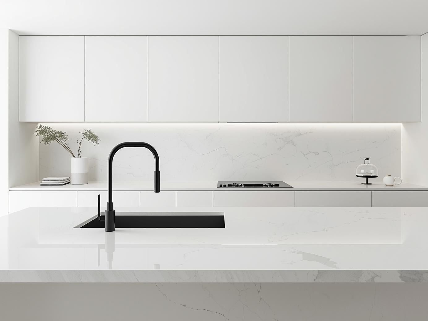 Best Ideas to Use White Quartz Countertops in Bright Modern Kitchens