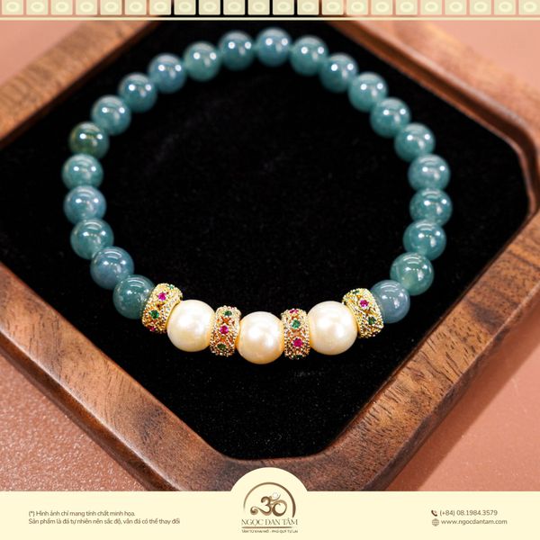Quà tặng mẹ 20 10 Vòng ngọc hoà điền phối ngọc trai trắng