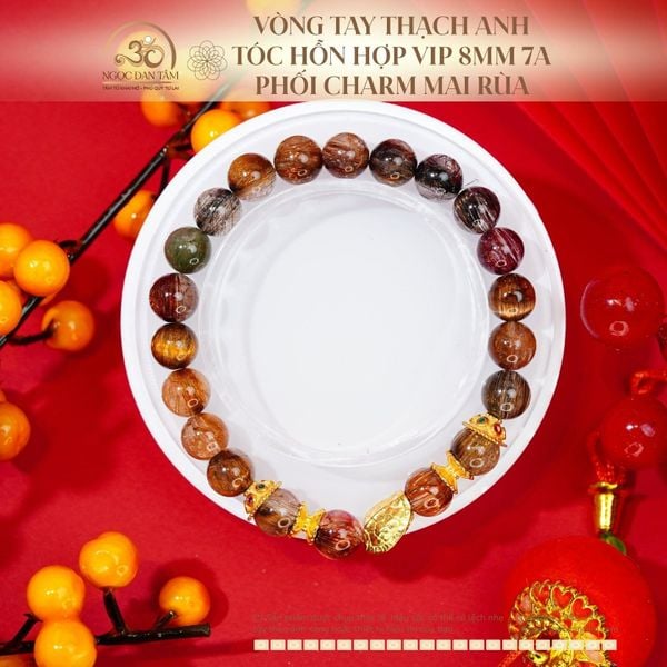 Vòng Tay Thạch Anh Tóc Hỗn Hợp tặng mẹ