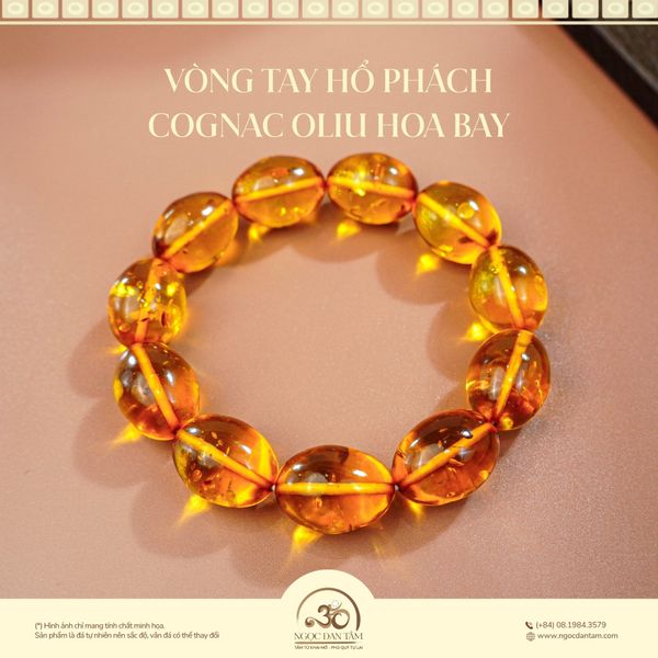 Vòng tay hổ phách cognac