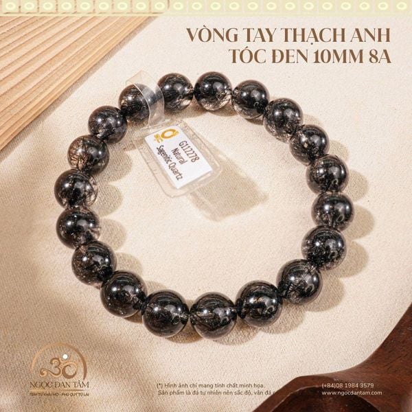 Vòng Tay Thạch Anh Tóc Đen 10mm 8A