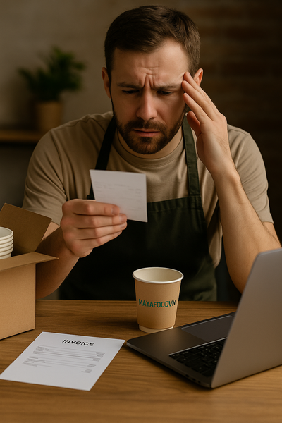 khách phàn nàn vì cốc giấy giá rẻ ngoài chợ bị rò nước, cầm không chắc tay