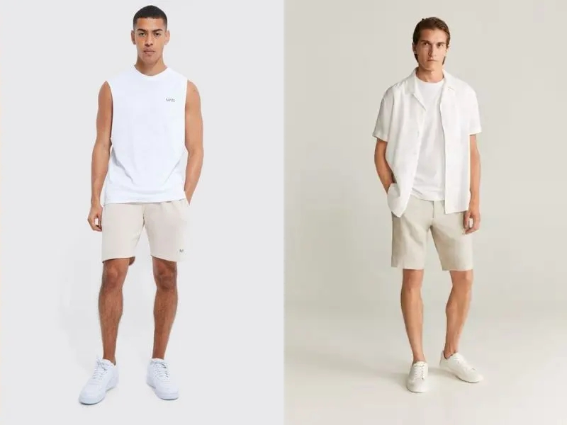 Cách mặc áo sơ mi trắng với Quần Short