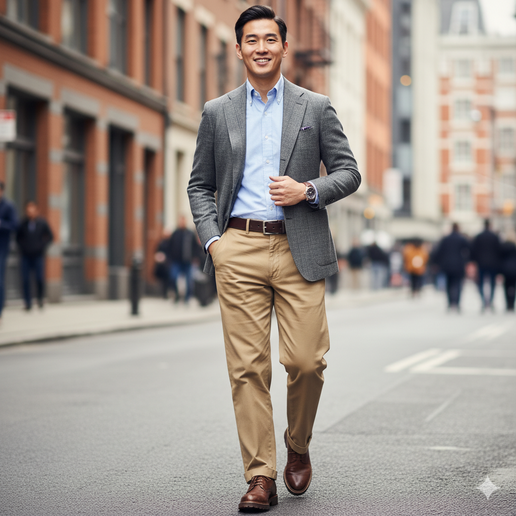 Sơ mi phối với Quần tây dáng suông cho người gầy