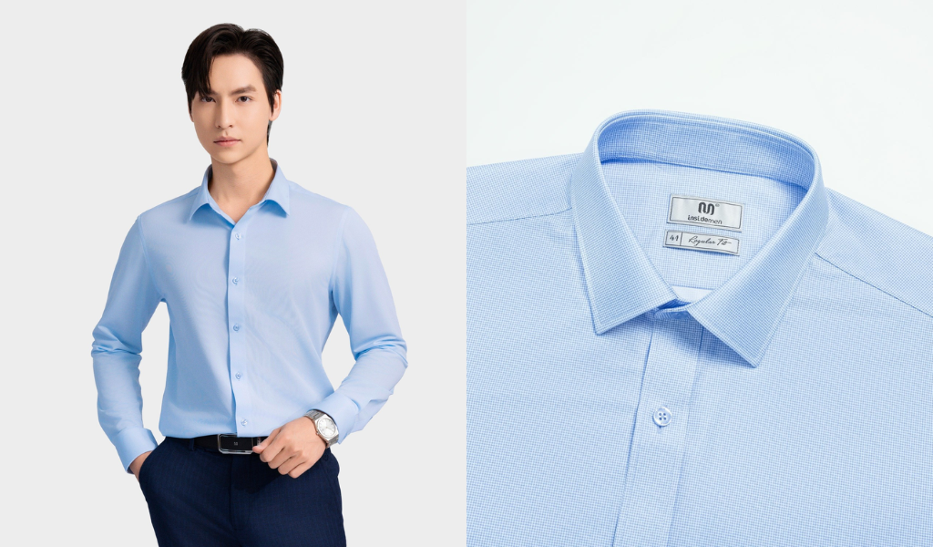 Áo sơ mi Insidemen xanh nhạt trơn