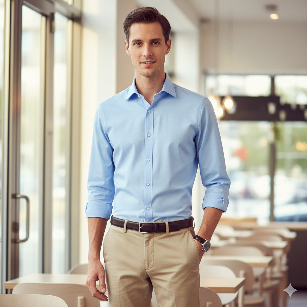 Sơ vin toàn bộ với áo sơ mi cho người gầy