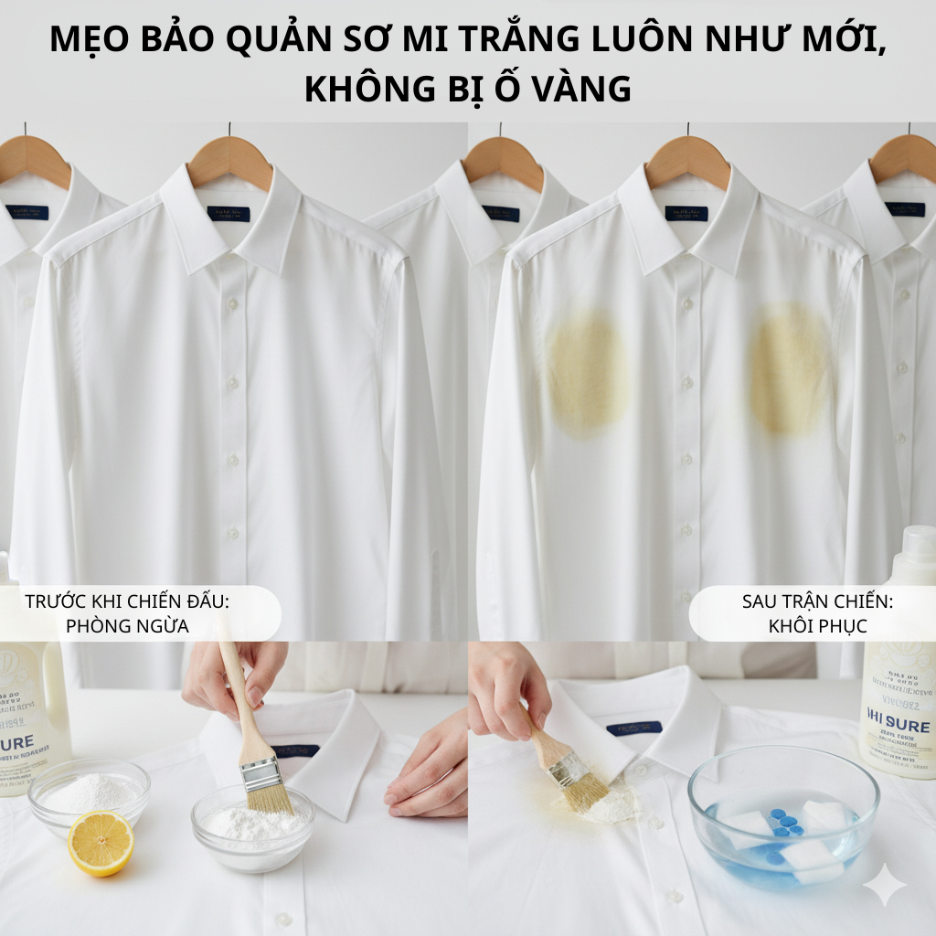 Mẹo bảo quản áo sơ mi trắng luôn như mới, không bị ố vàng