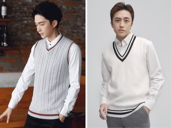 Cách mặc áo sơ mi trắng với Áo len, Áo gile