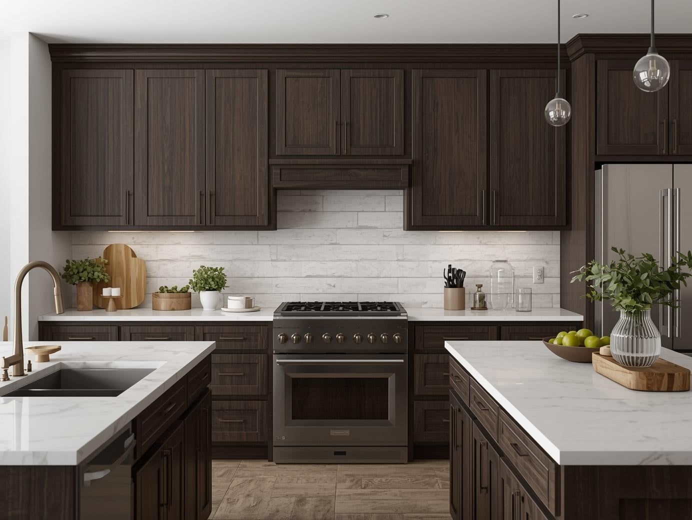 stained slim shaker cabinets