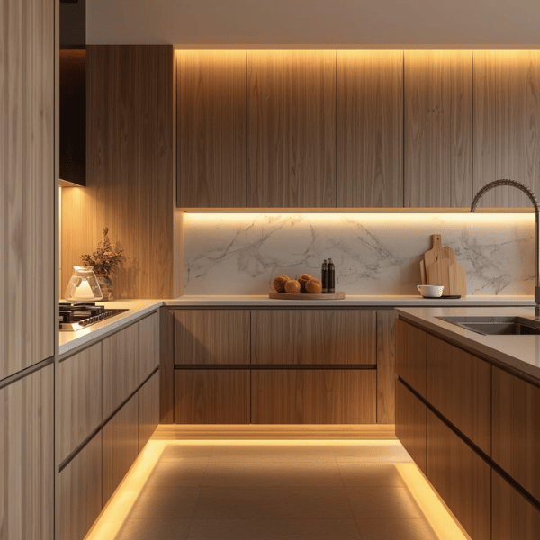 Modern kitchen showing diverse cabinet styles reflecting growth in the 2024 U.S. cabinet market.