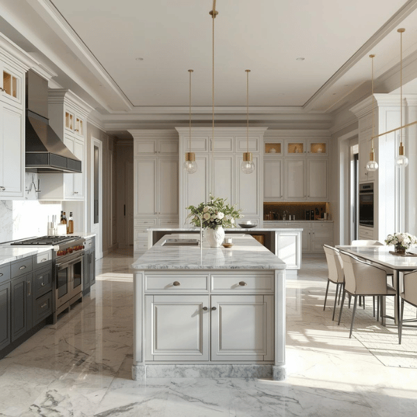Modern kitchen showing diverse cabinet styles reflecting growth in the 2024 U.S. cabinet market.
