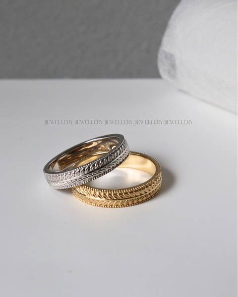 khắc chữ Việt bên trong nhẫn cưới bạch kim thiết kế riêng JJewellery