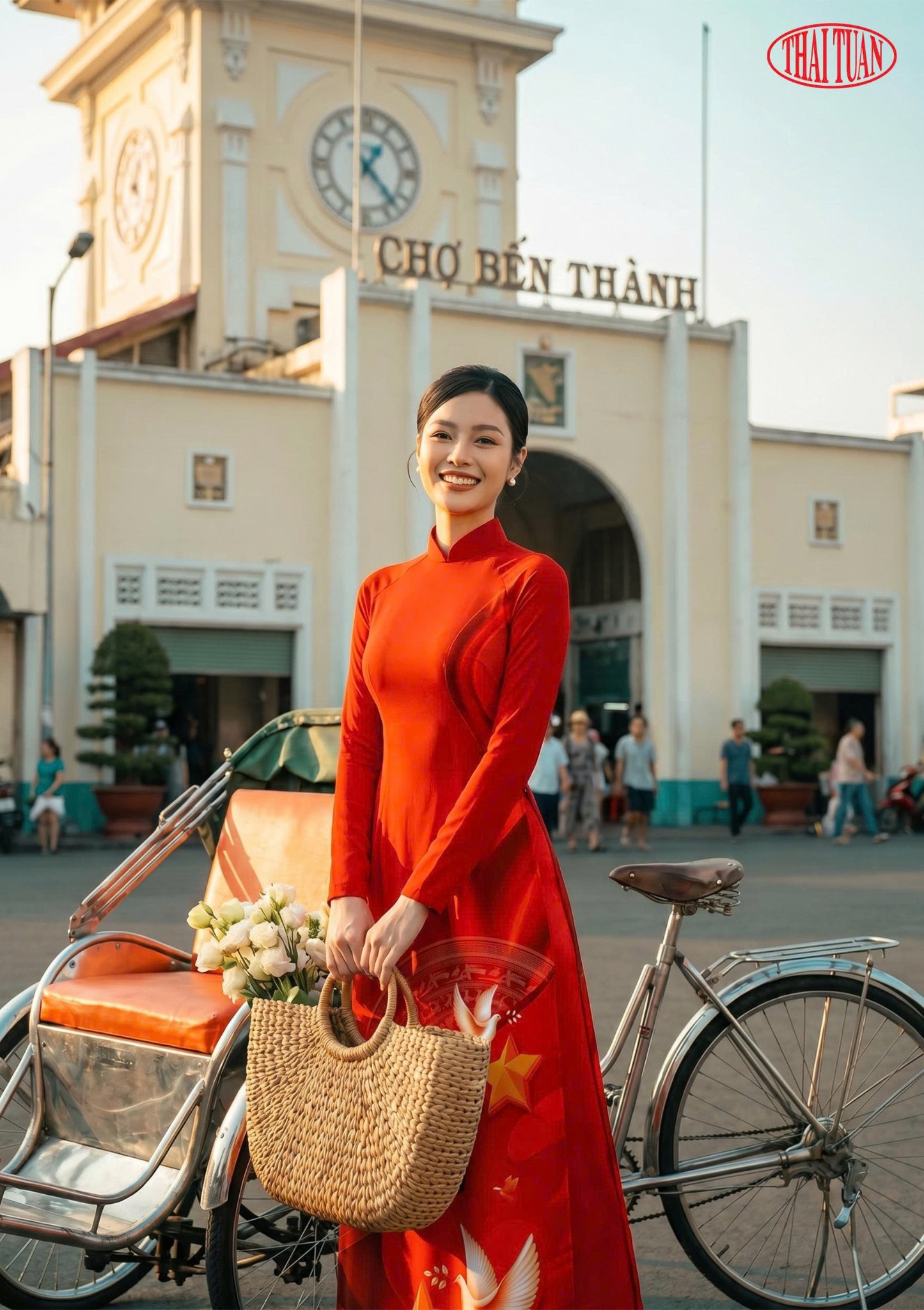 áo dài đỏ truyền thống Việt Nam