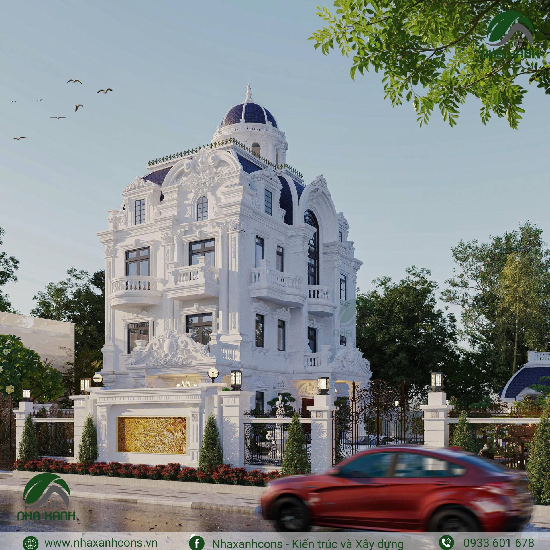Mẫu biệt thự tân cổ điển 4 tâng 2 mặt tiền