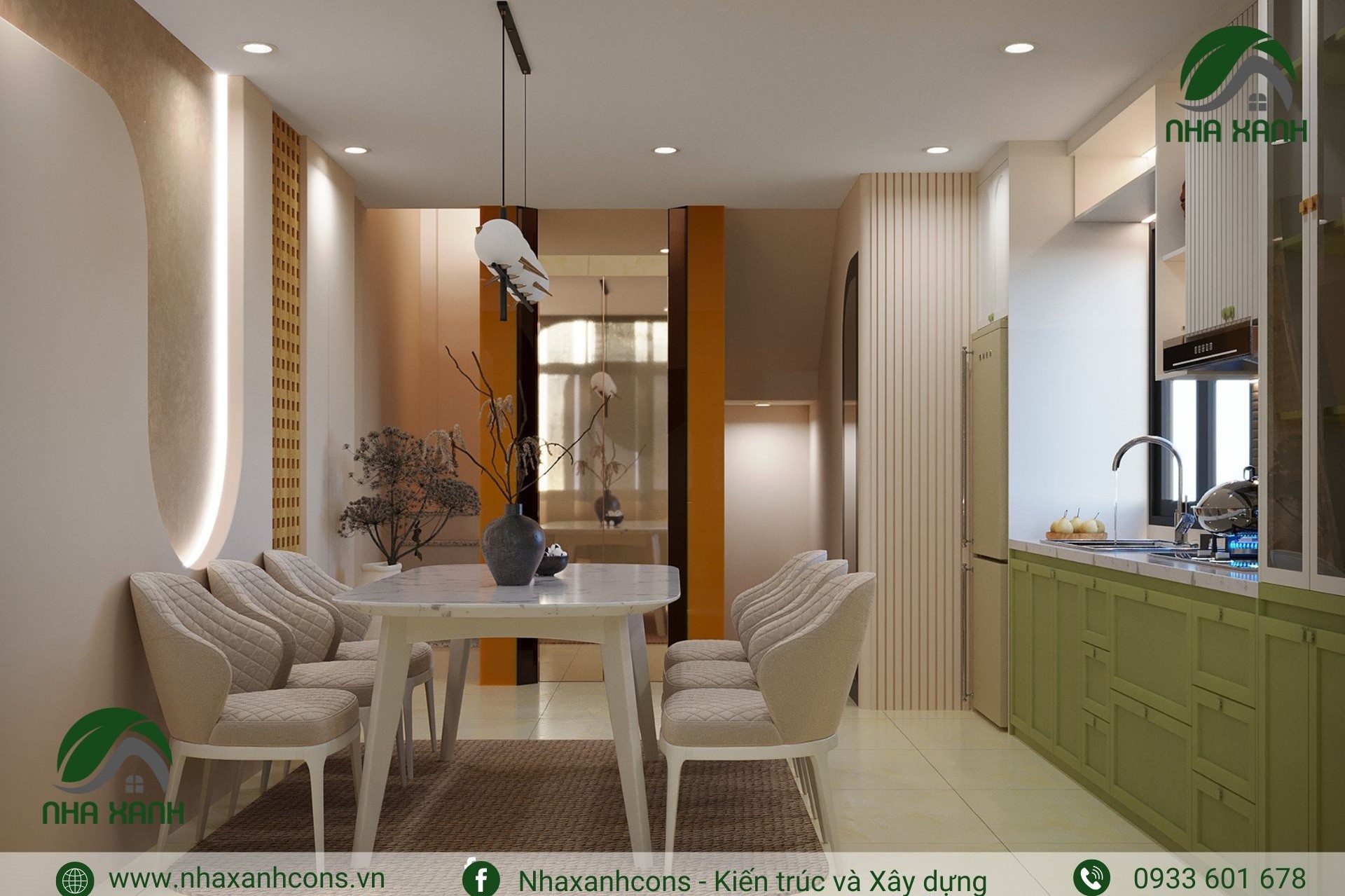 nội thất bếp ăn nhà phố ngang 4.5m