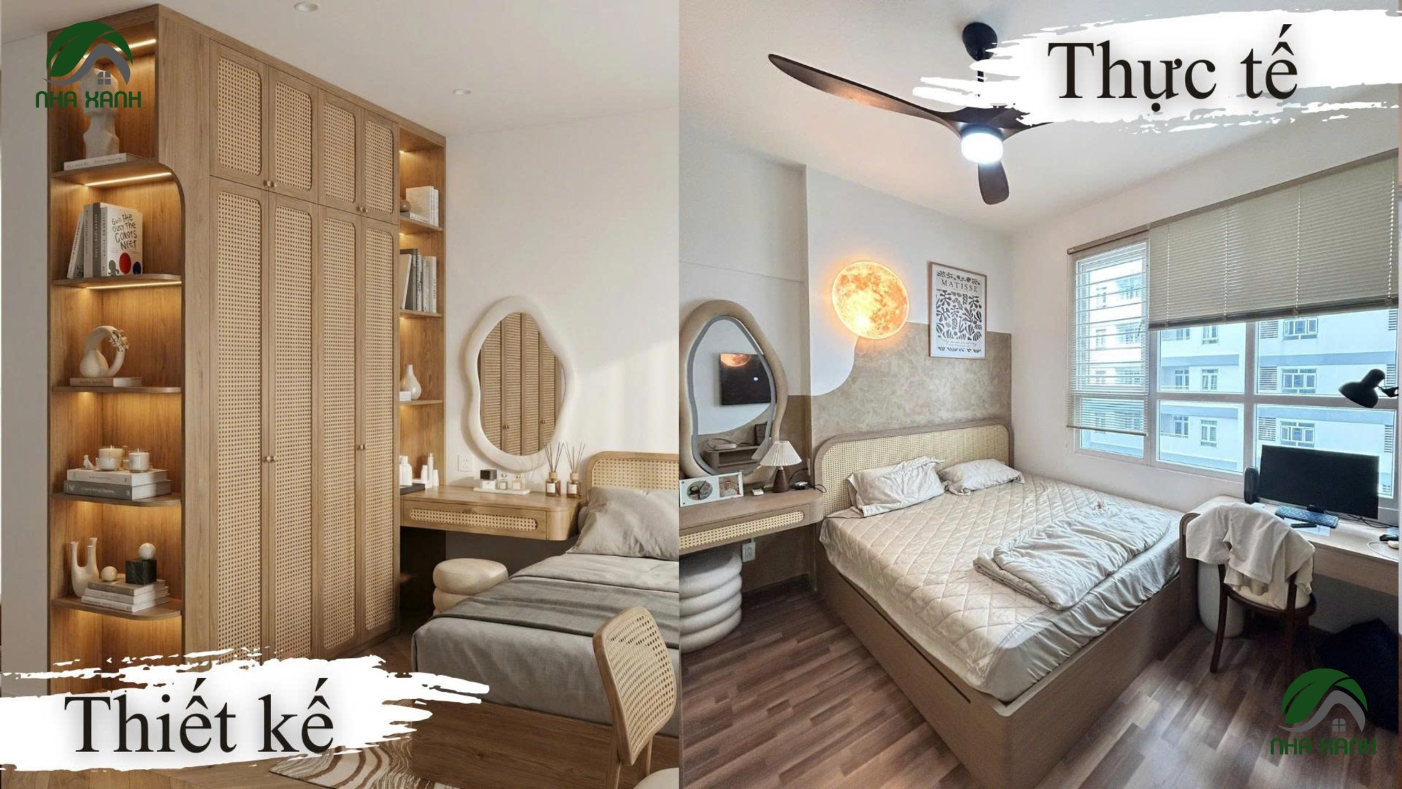 Thiết kế thi công thực tế phòng ngủ căn hộ D-Aqua Bình Đông TPHCM