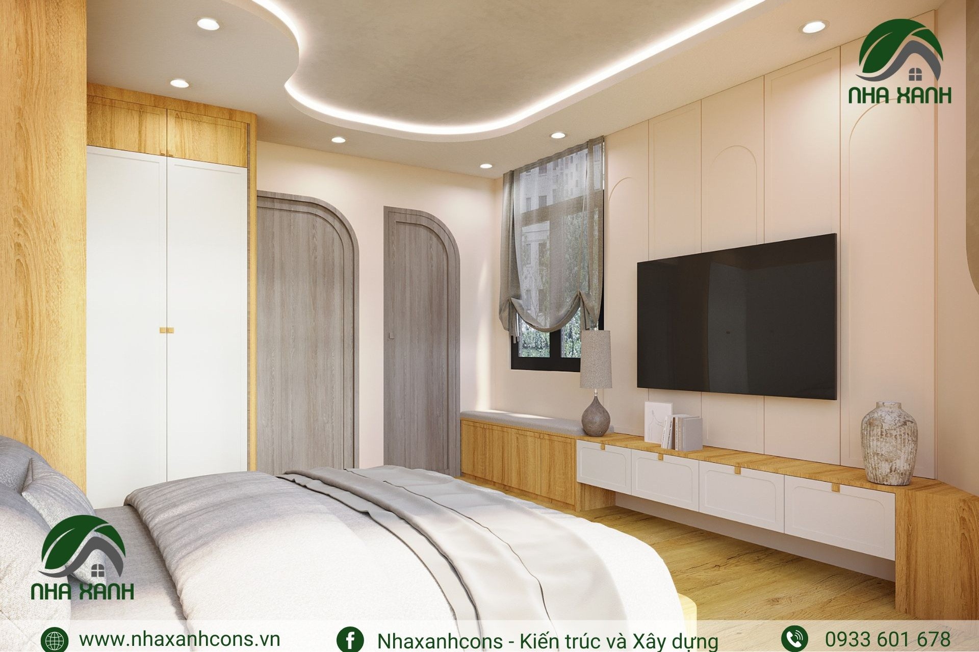 phòng ngủ nhà phố ngang 4.5m