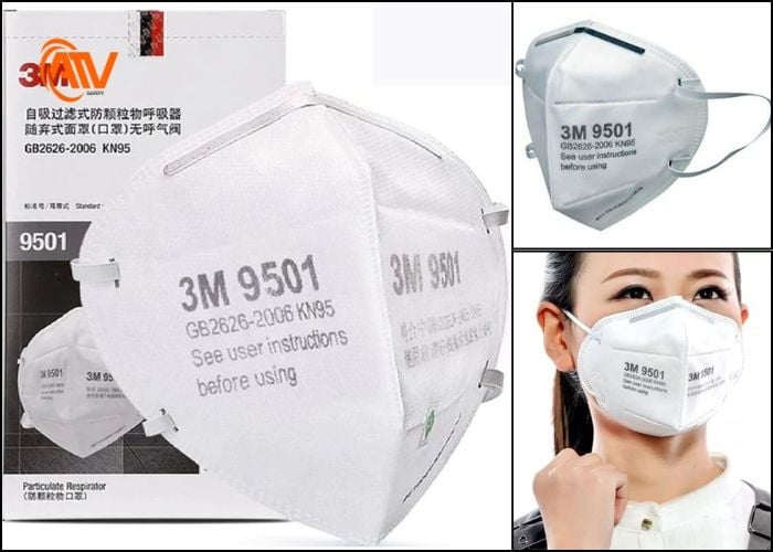 Khẩu trang 3M N95 9501 thiết kế bảo vệ người dùng khỏi bụi mịn