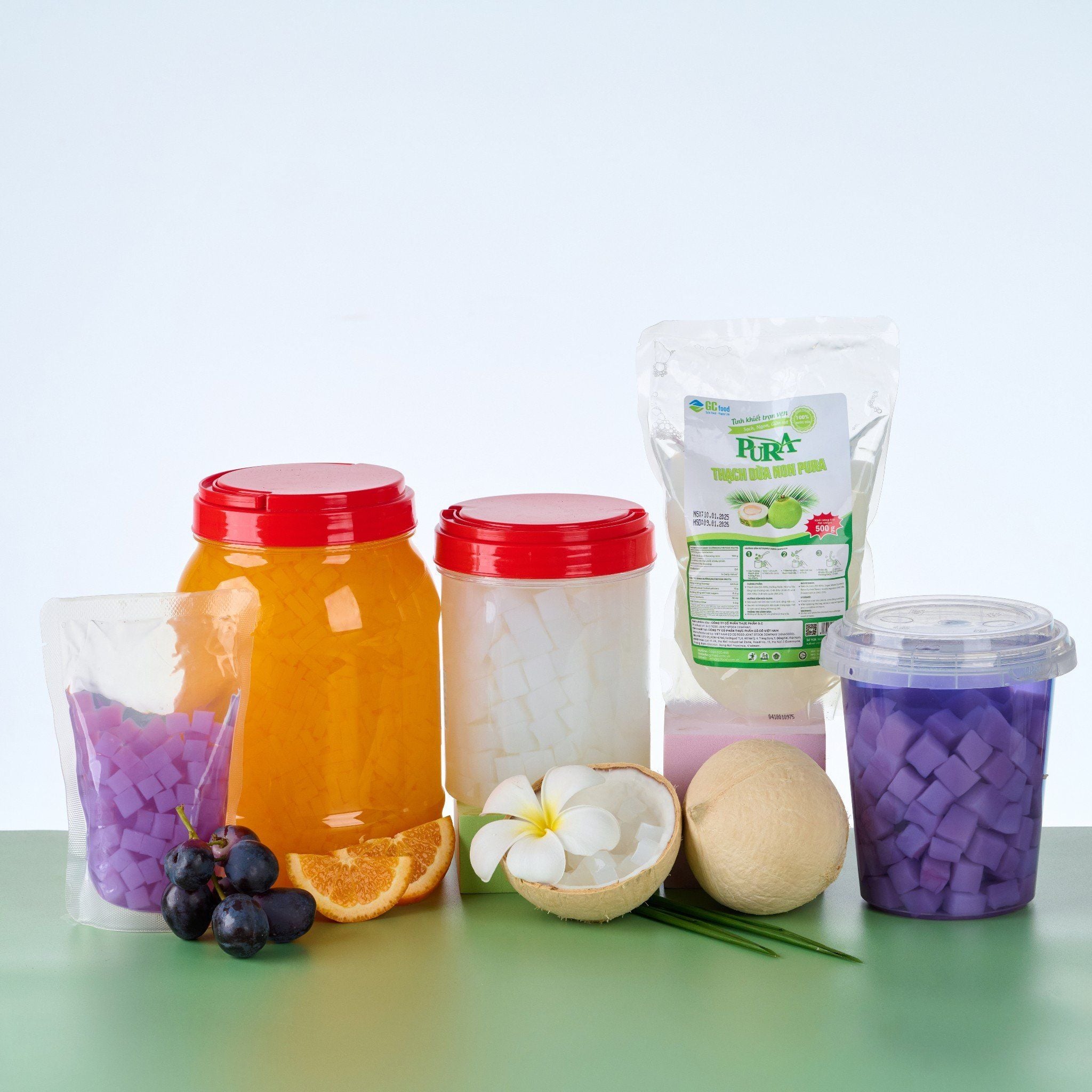 Đa dạng về mẫu mã và ứng dụng, thạch dừa nguyên liệu của GC Food là sản phẩm lý tưởng cho các món tráng miệng cao cấp.
