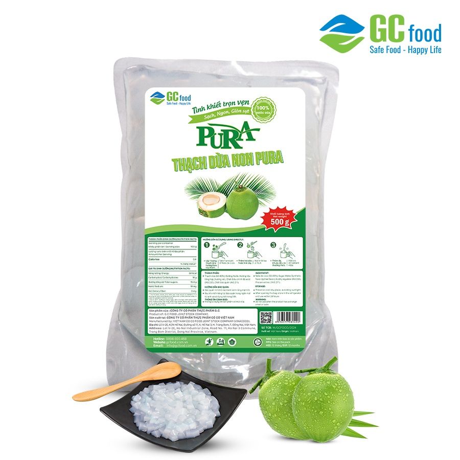 Bao bì và công nghệ đóng gói hiện đại giúp thạch dừa gói GC Food đảm bảo an toàn, giữ nguyên được chất lượng sản phẩm, tiện lợi cho quá trình vận chuyển và bảo quản.