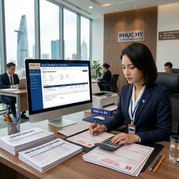 doi chieu hoa don gtgt mua van phong pham