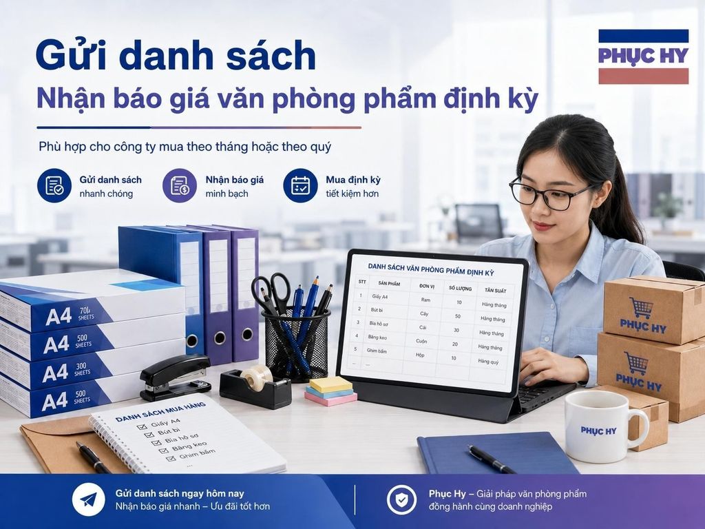 Gửi danh sách nhận báo giá văn phòng phẩm định kỳ cho công ty