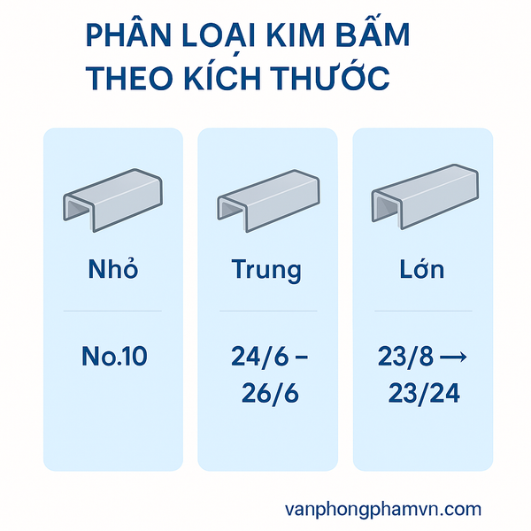 phân loại kim bấm – ghim bấm theo kích thước