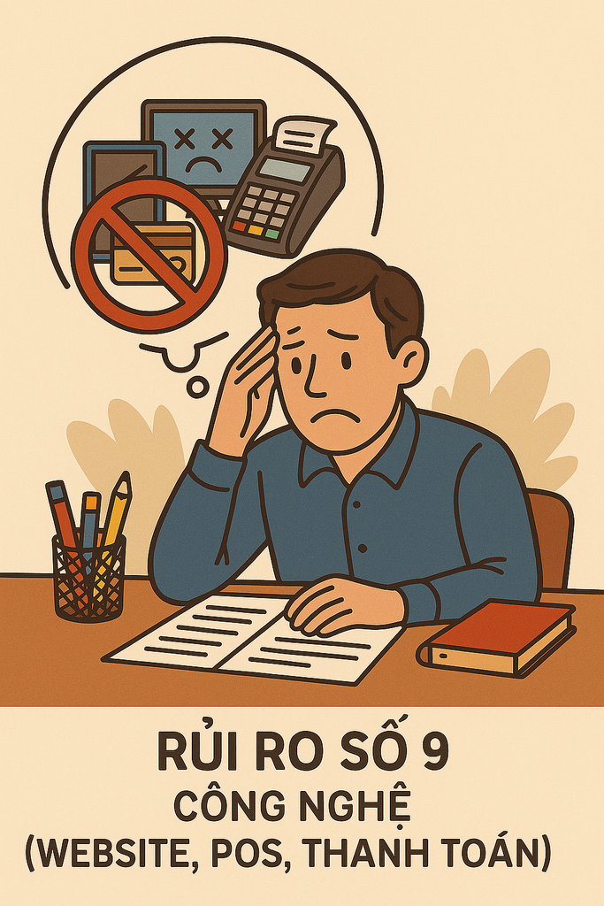 Rủi ro công nghệ – website, POS, thanh toán khi kinh doanh văn phòng phẩm