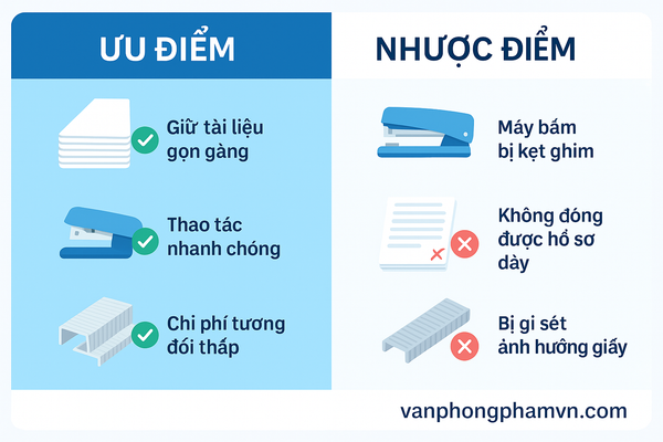 Ưu nhược điểm của kim bấm – ghim bấm