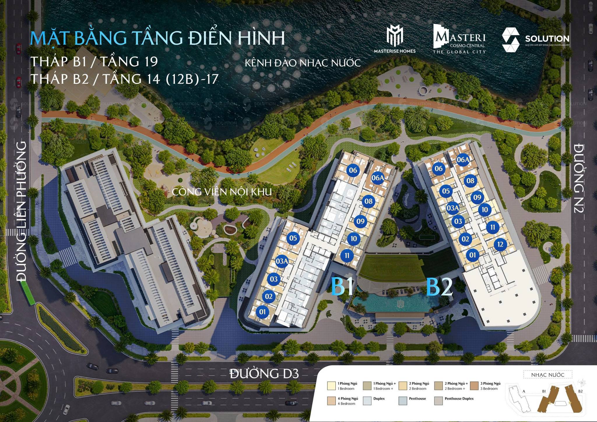 Layout mặt bằng tầng toà B1 – Masteri Cosmo Central