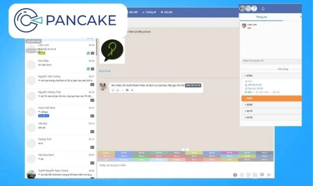 Pancake giúp shop quản lý hội thoại và khách hàng