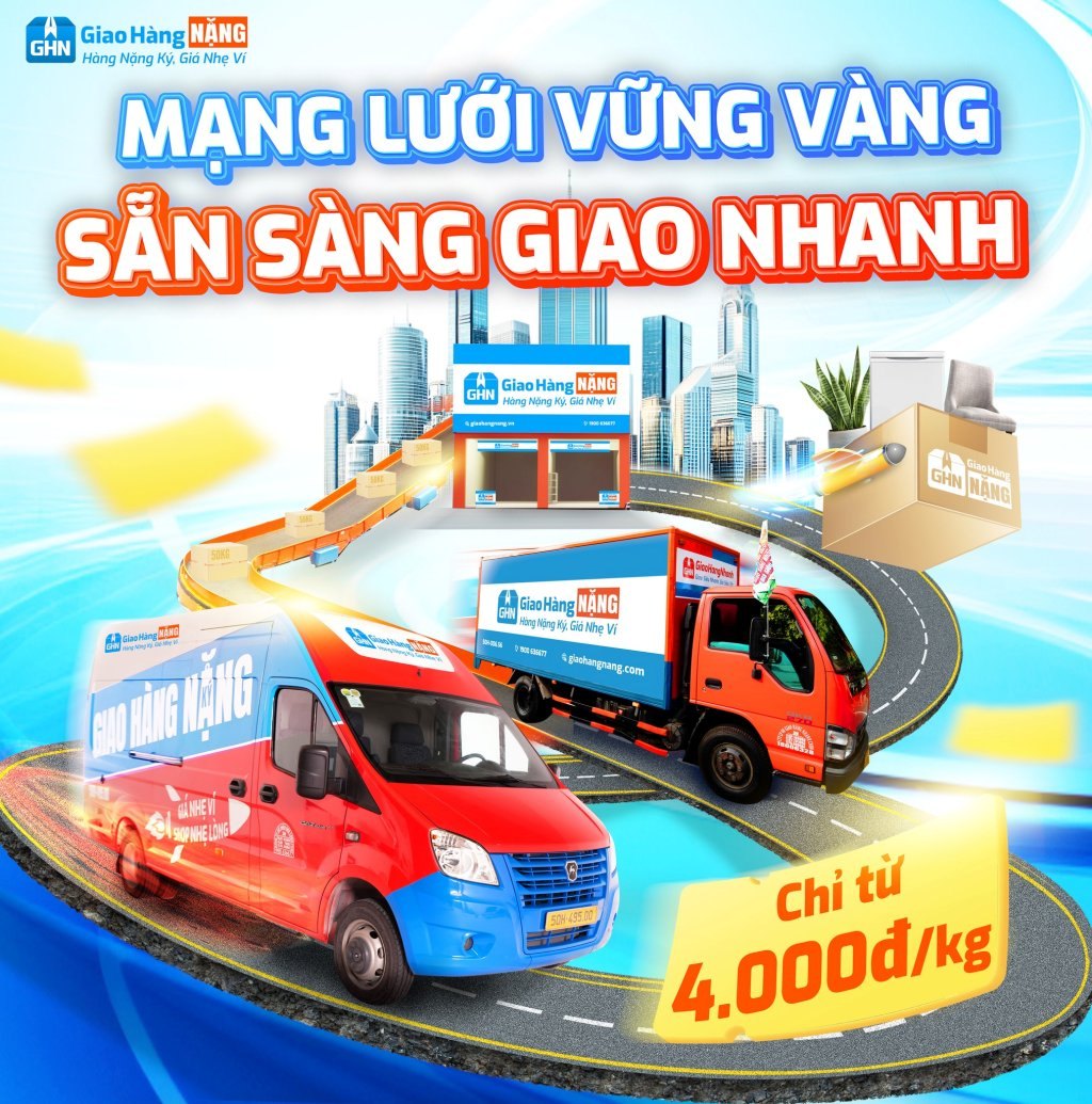 Giao Hàng NẶNG cam kết giao siêu nhanh mọi đơn hàng nặng chỉ từ 4.000 đ/kg