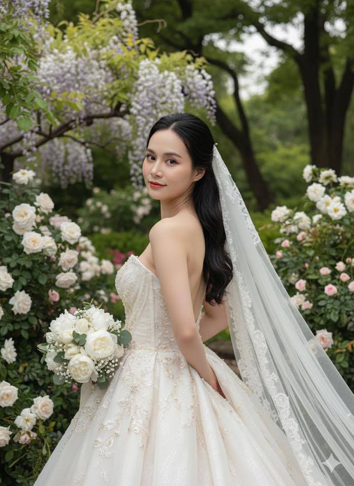 Ảnh 1 - Cô dâu Hàn Quốc trong khu vườn