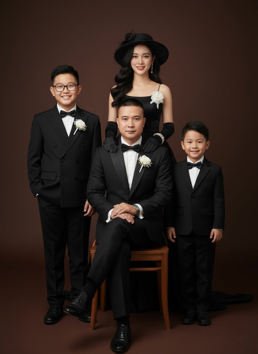 Ảnh gia đình phong cách hiện đại và gần gũi (Bố mẹ & 2 con trai)
