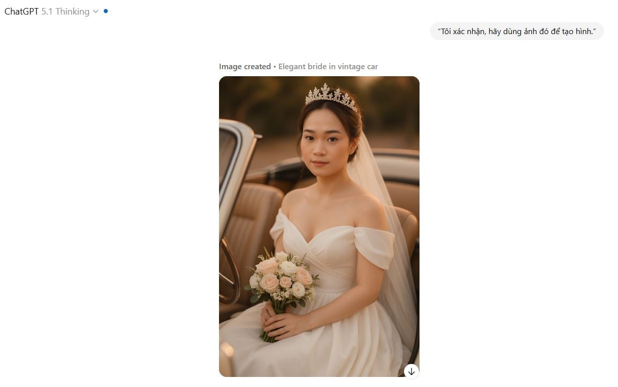 Kết quả ảnh cưới tạo bằng AI sau khoảng 30 giây