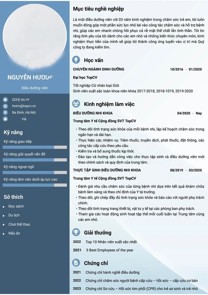 Một chiếc CV thông thường sẽ trông đơn giản như thế này