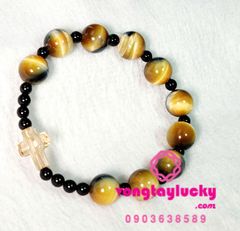 vòng tay công giáo, chuỗi mân côi đá mắt hổ, đá mắt hổ 3 màu, vòng tay đá thạch anh, chuỗi mân côi đẹp, vòng phong thủy nam nữ