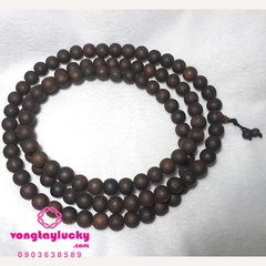 vòng tay gỗ mun, chuỗi 108 hạt gỗ mun, gỗ mun đen, gỗ mun đính đồng xu cổ, chuỗi đeo tay gỗ mun