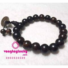 vòng tay gỗ mun, chuỗi 108 hạt gỗ mun, gỗ mun đen, gỗ mun đính đồng xu cổ, chuỗi đeo tay gỗ mun