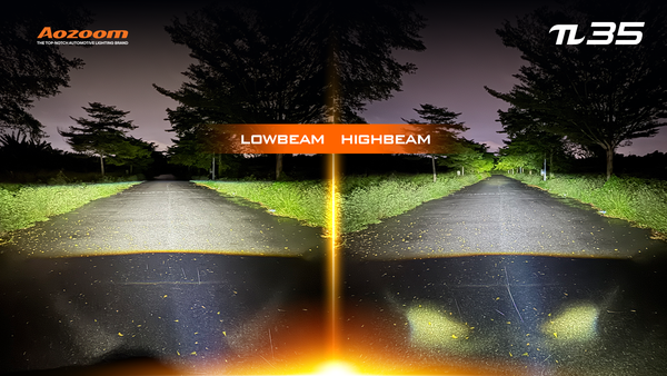 The view from a Honda Vario rider's perspective, showing the short beam of the stock headlight on a dark road.