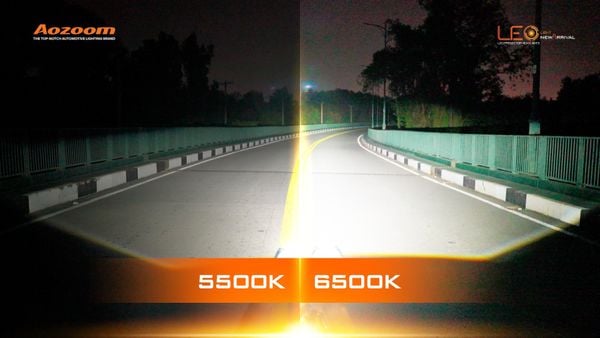 AOZOOM 5500K true color light compared to 6500K blue light.