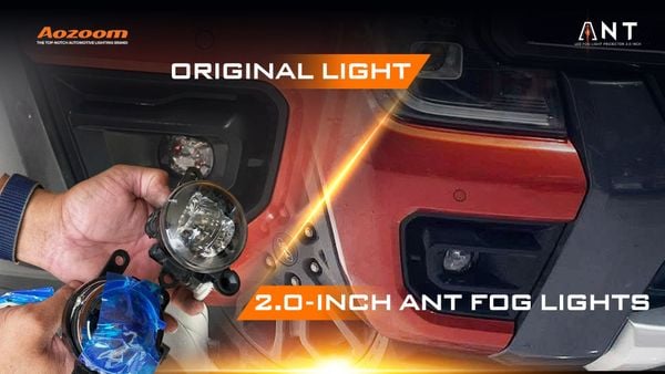 Close-up of a Ford Ranger's factory fog light.