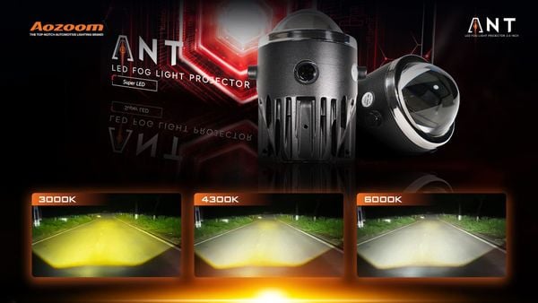 AOZOOM ANT fog light cycling through its 3 colors.