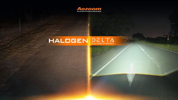 Before and after: Halogen vs. AOZOOM DELTA Bi-LED projector.