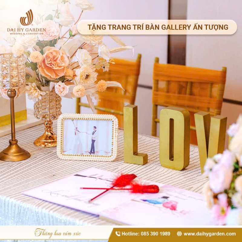 Tặng trang trí bàn Gallery ấn tượng khi tổ chức tiệc cưới tại Đại Hỷ Garden