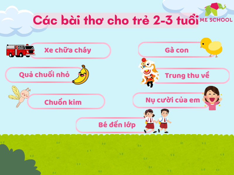 Các bài thơ cho trẻ 2-3 tuổi phát triển ngôn ngữ và tư duy