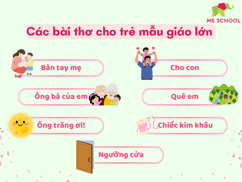 Các bài thơ cho trẻ mẫu giáo lớn 5-6 tuổi ý nghĩa