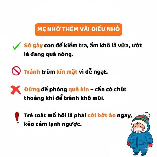 Lưu ý khi giữ ấm cho trẻ